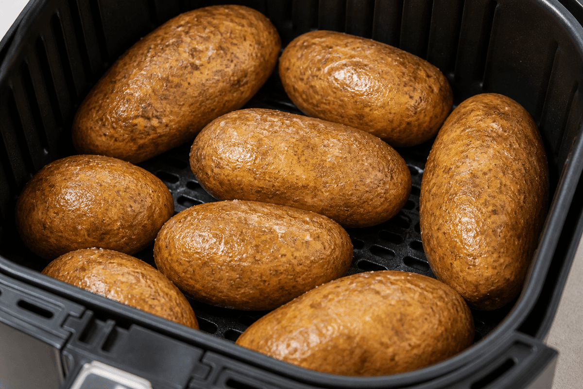 Salted potatoes in the air fryer basket
