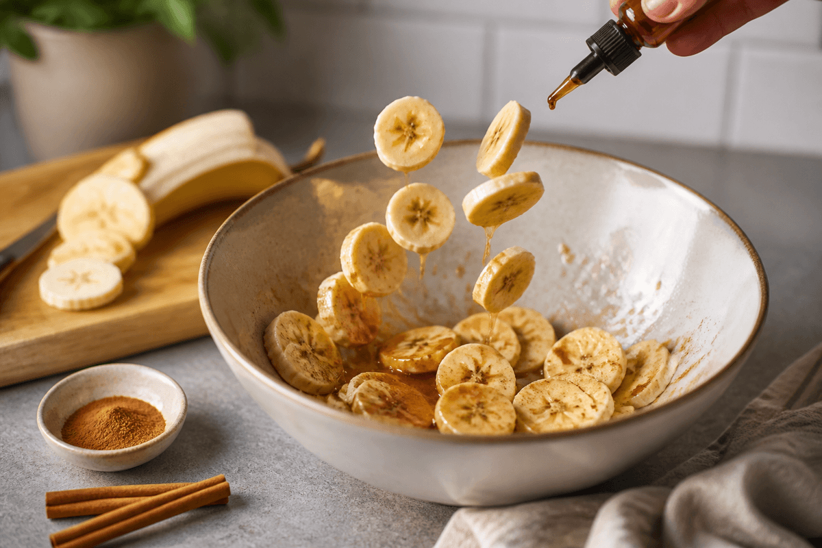 Banana slices tossed with cinnamon oil