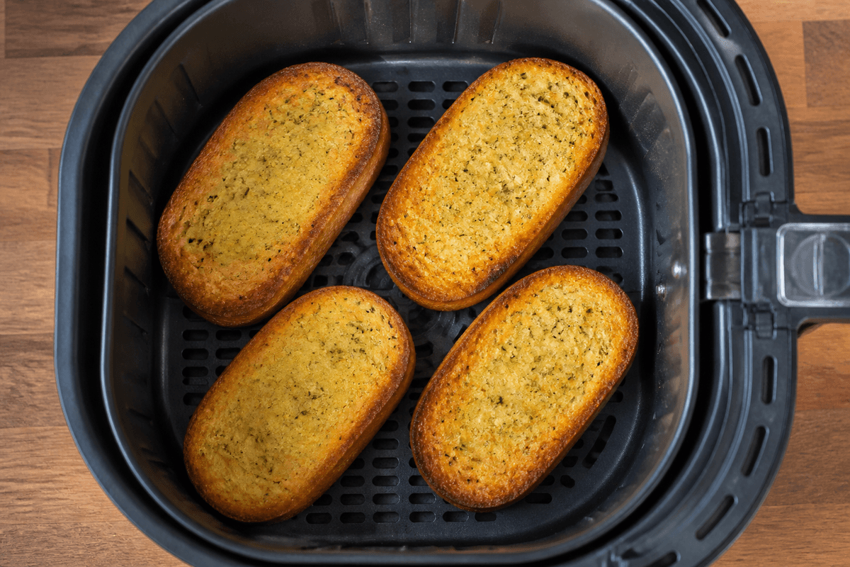 Garlic bread toasting in the air fryer