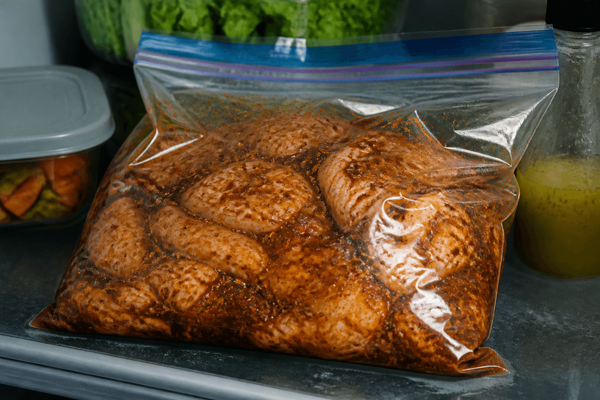 Chicken coated in Peruvian pollo a la brasa marinade