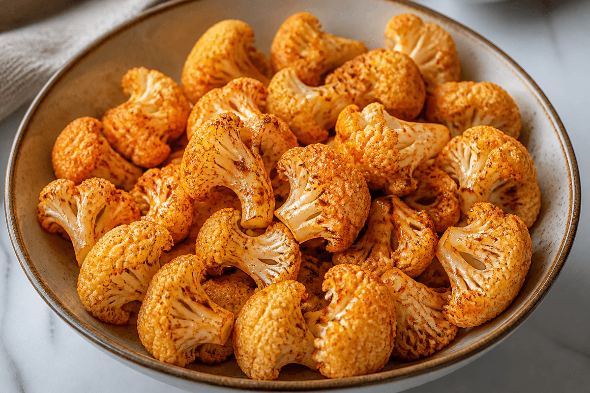 Cauliflower florets tossed with oil and paprika