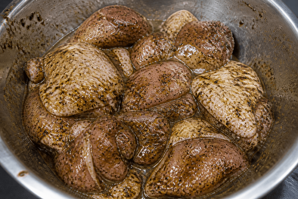 Chicken coated in Sri Lankan pepper marinade